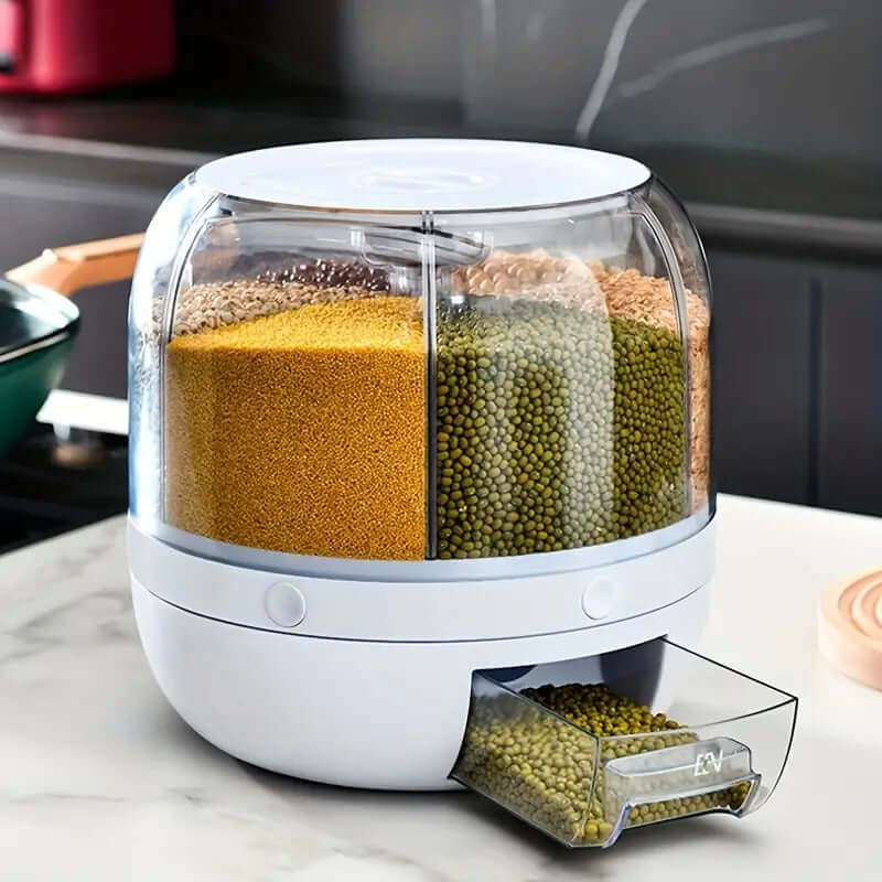 PristineSpace™️ Premium 6in1 Rotating 360 Container Dispenser Storage Box